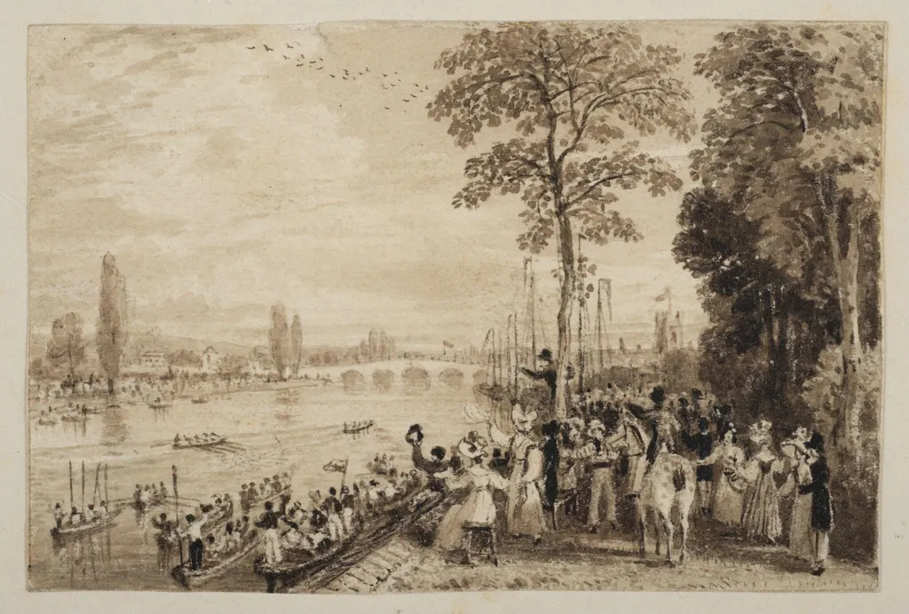 The Oxford and Cambridge Rowing Match at Henley-on-Thames, by William Havell, 1825