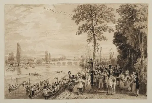 The Oxford and Cambridge Rowing Match at Henley-on-Thames, by William Havell