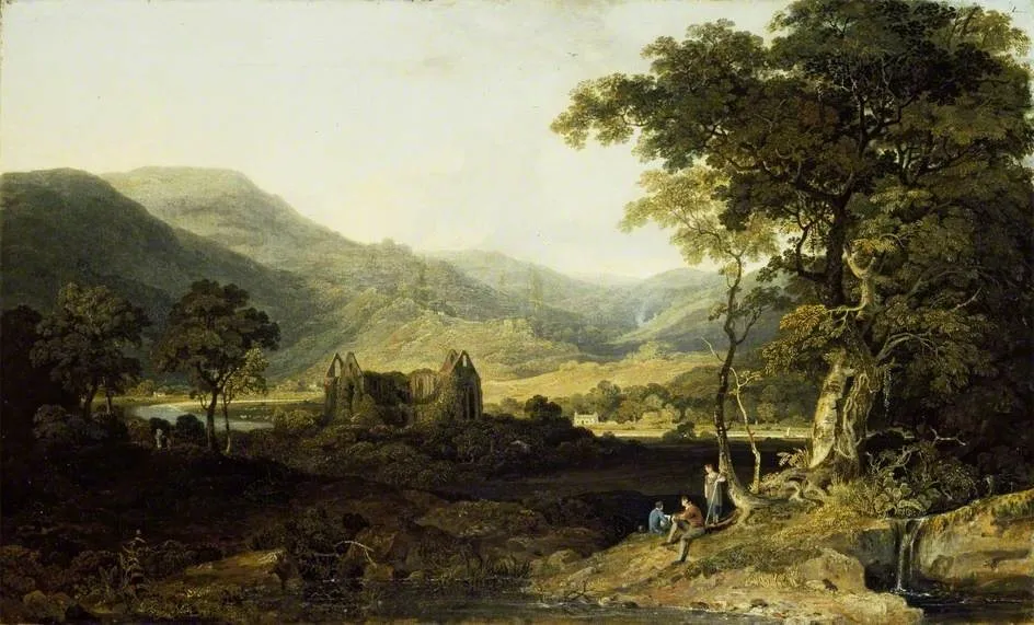 Tintern Abbey, by William Havell, oil, 1804