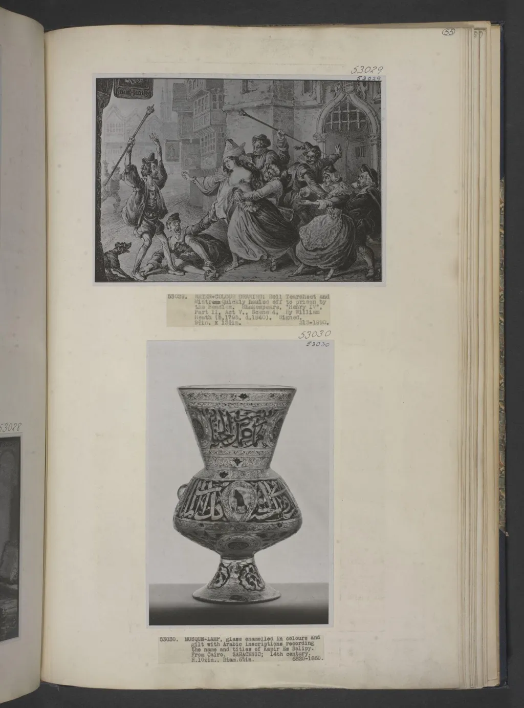 Doll Tearsheet and Mistress Quickly hauled off to prison by the Beadles, by William Heath, watercolor, 1830