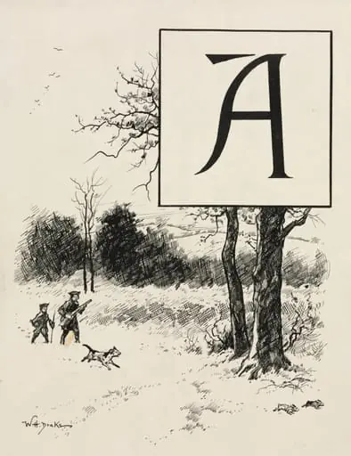 Inital A for Chapter VI from "Lorna Doone", by William Henry Drake