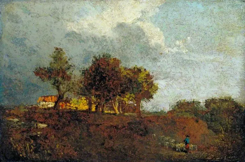 Landscape with Elm Trees and a Farm, near Bayswater, by William Henry Hunt