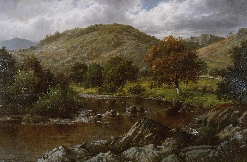 On the Lledr above Lledr Bridge, by William Henry Mander, oil, 1897