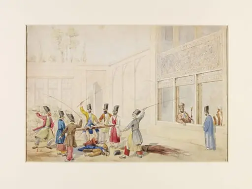 Administering the Felek or bastinado in Persia, by William Henry Pierson
