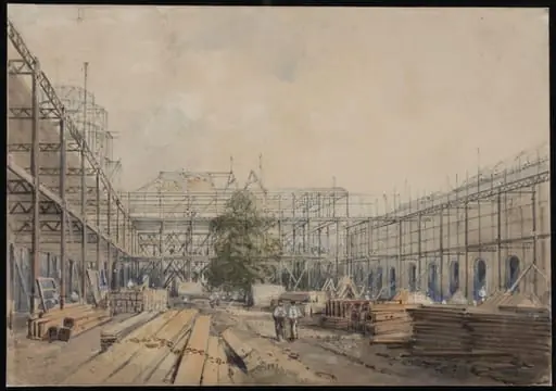 The South Court during the construction in September 1861 of the building for the International Exhibition, South Kensington, by William Henry Prior