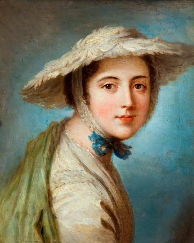 Head of a Girl Wearing a White Hat, by William Hoare