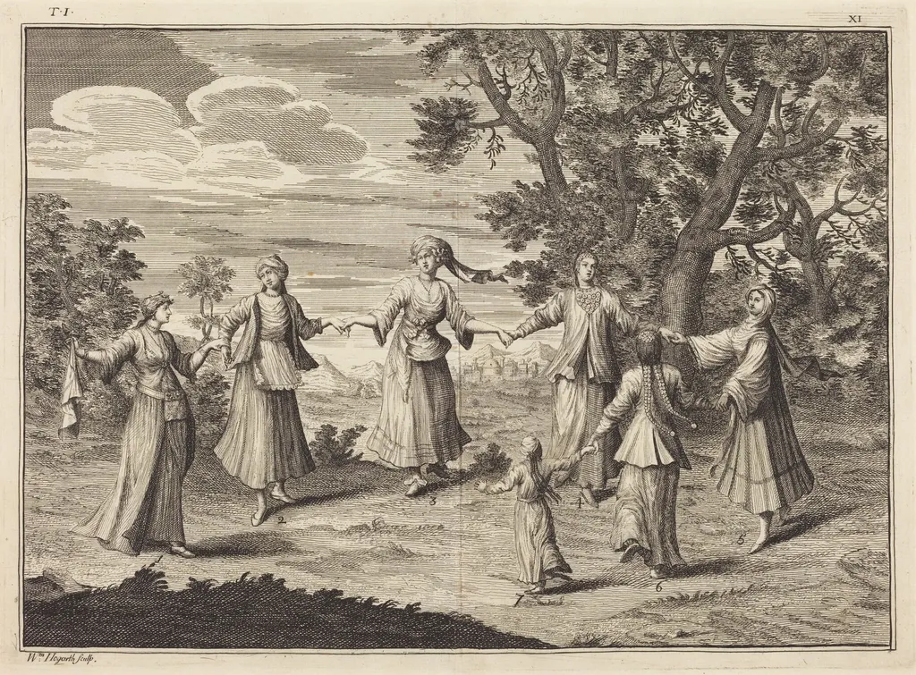 A Native Dance, by William Hogarth, ink, 1723