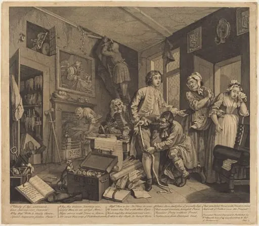 A Rake's Progress: pl.1, by William Hogarth