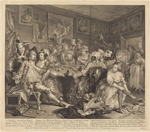 A Rake's Progress: pl.3, by William Hogarth