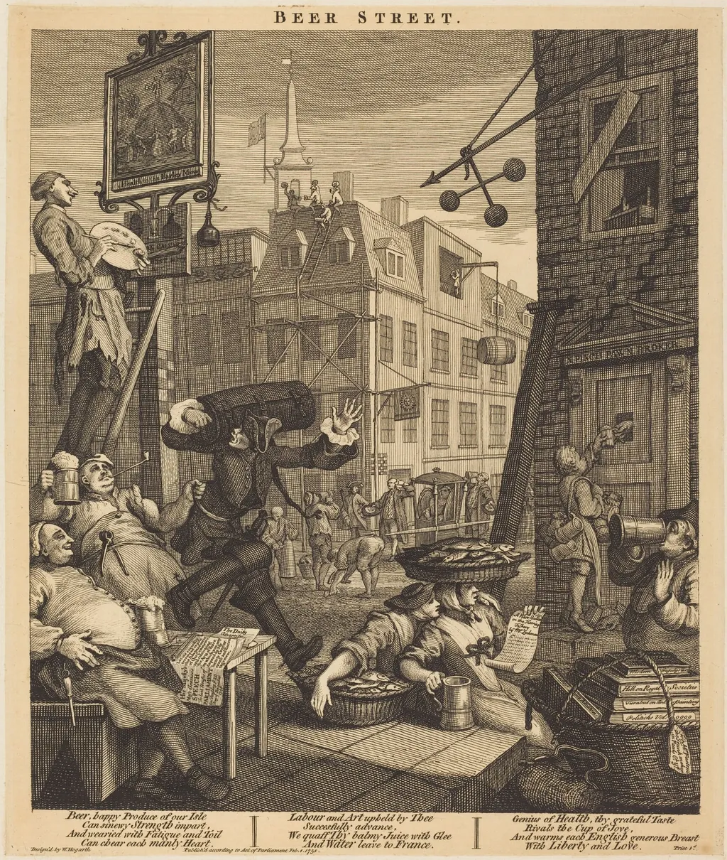 Beer Street, by William Hogarth, ink, 1751