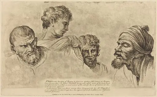 Four Heads from the Raphael Cartoons at Hampton Court, by William Hogarth
