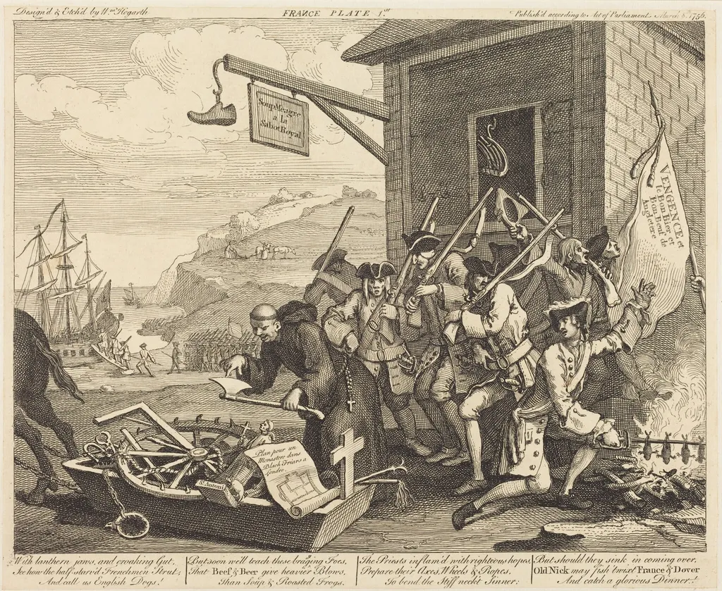 France, by William Hogarth, ink, 1756