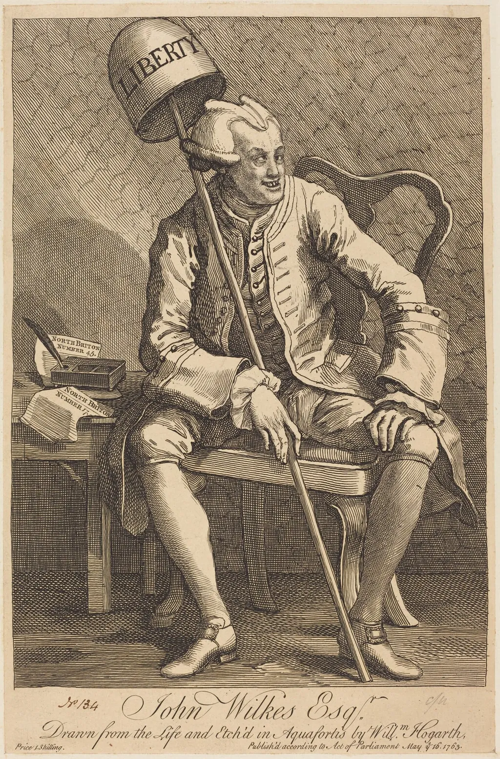 John Wilkes Esq., by William Hogarth, ink, 1763