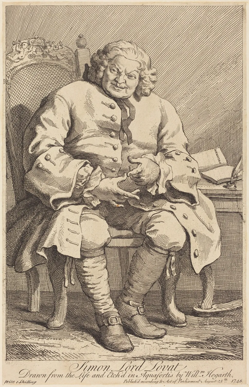 Simon Lord Lovat, by William Hogarth, ink, 1746