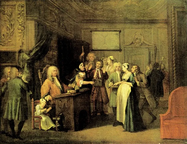 The Denunciation, by William Hogarth, oil, 1729