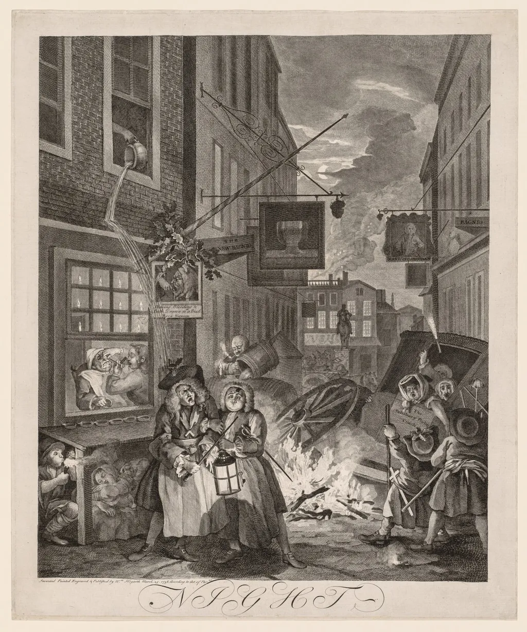 The Four Times of Day: Night, by William Hogarth, 1738