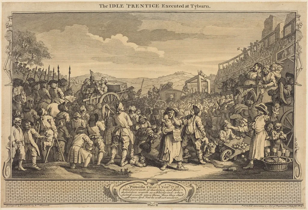 The Idle 'Prentice Executed at Tyburn, by William Hogarth, ink, 1747