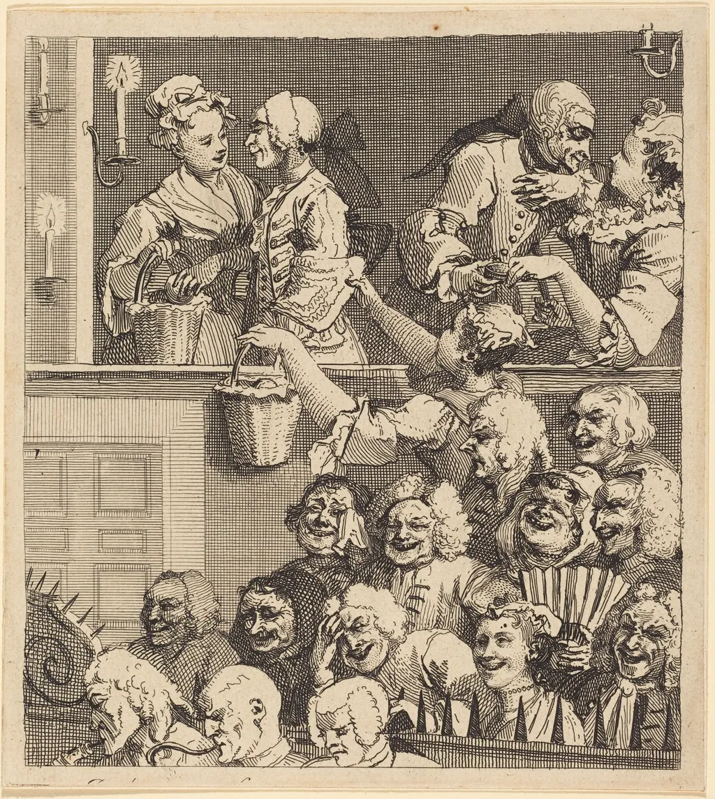 The Laughing Audience, by William Hogarth, ink, 1733