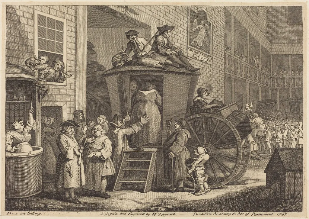 The Stage-coach, or the Country Inn Yard, by William Hogarth, ink, 1747