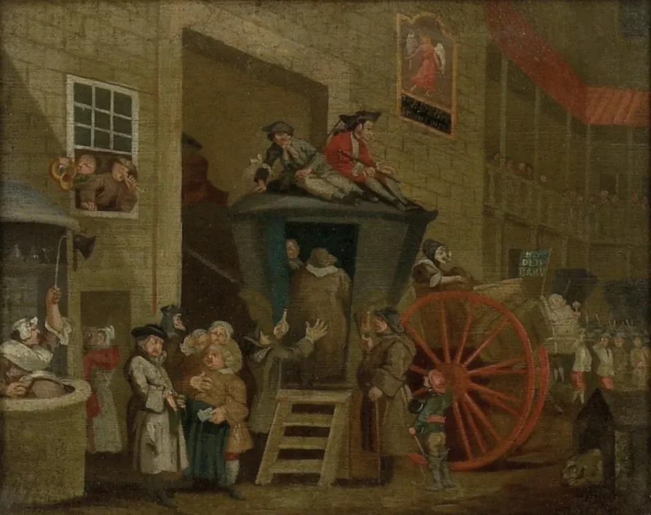 The Stage Coach or The Country Inn Yard, by William Hogarth, oil, 1740