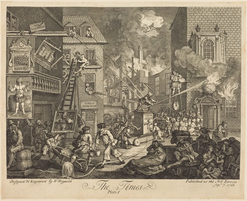 The Times, pl.1, by William Hogarth, ink, 1762