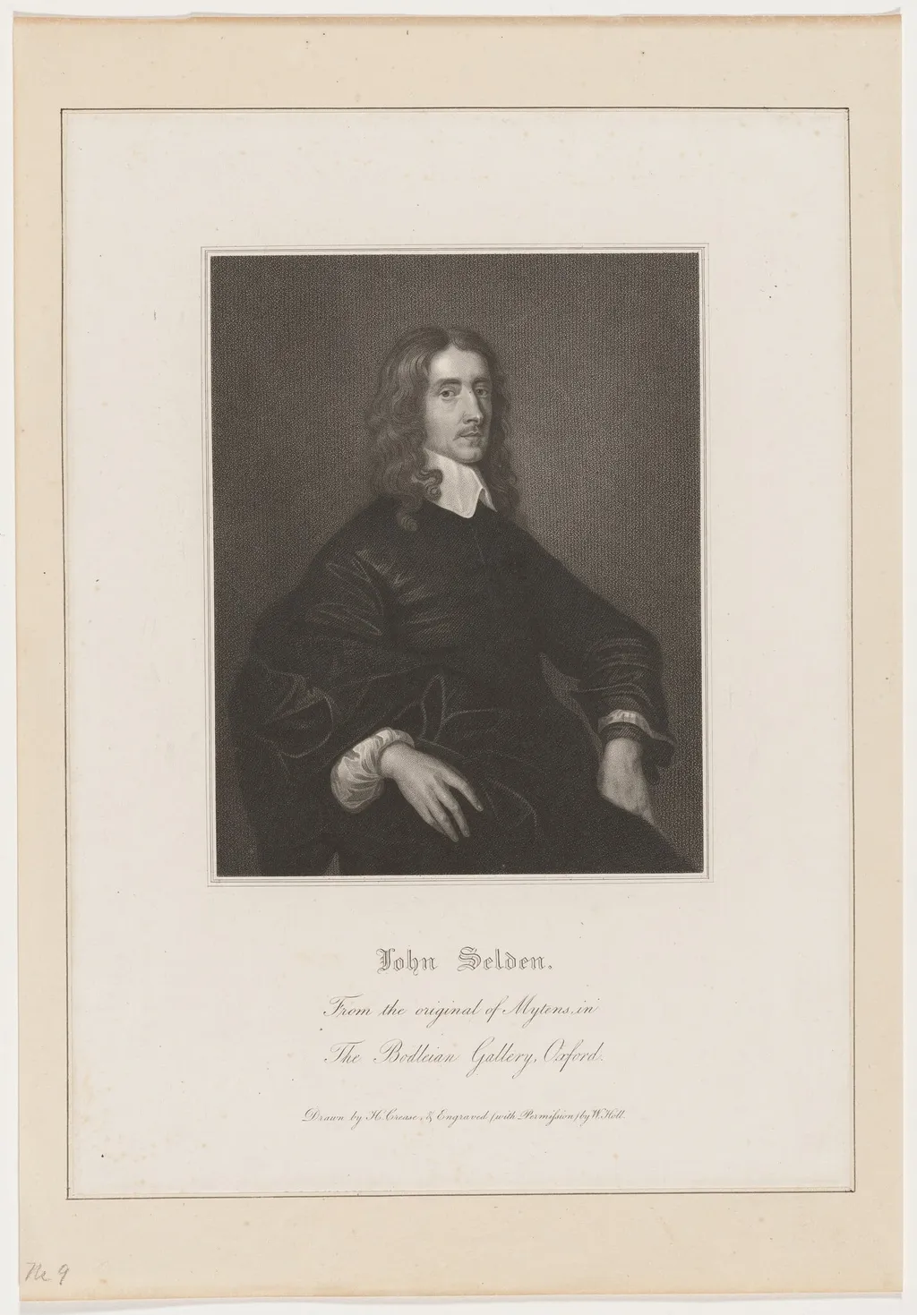 John Selden, Jurist and Antiquary, by William Holl II, ink, 1804