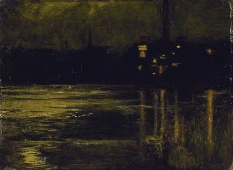 The Thames at Chelsea, Evening, by William Holman Hunt, oil, 1853