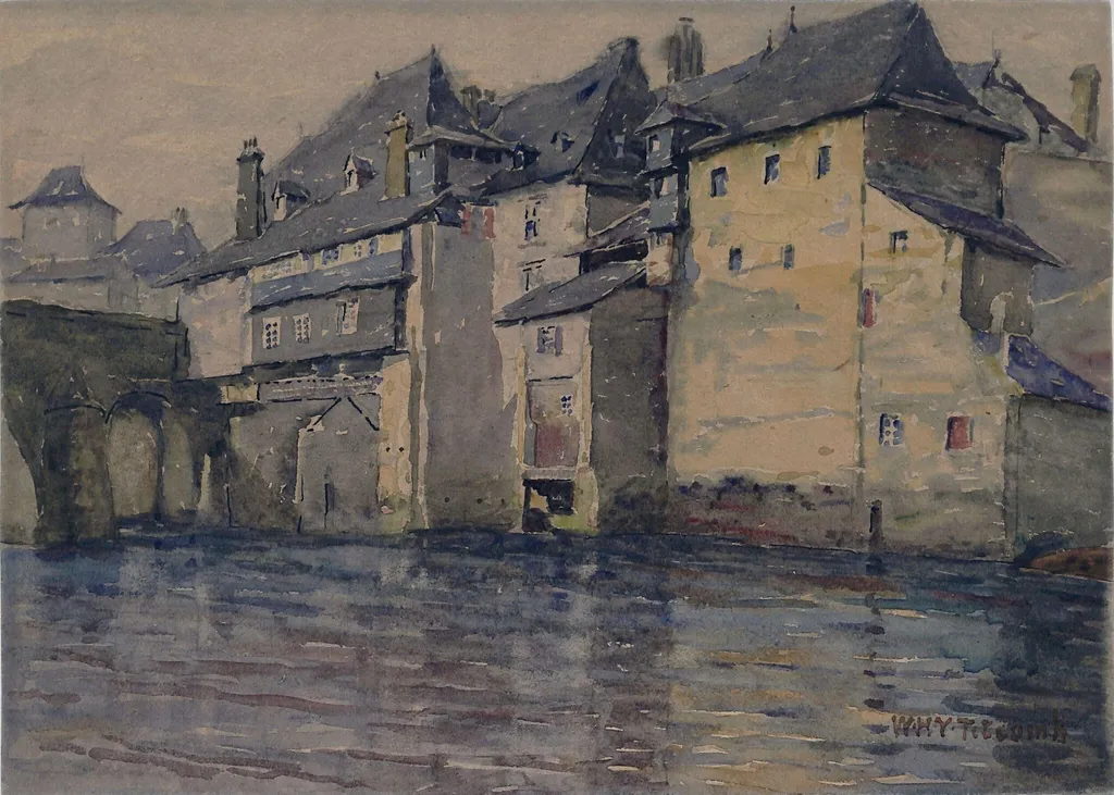 Old Houses at Oléron, by William Holt Yates Titcomb, watercolor, 1885