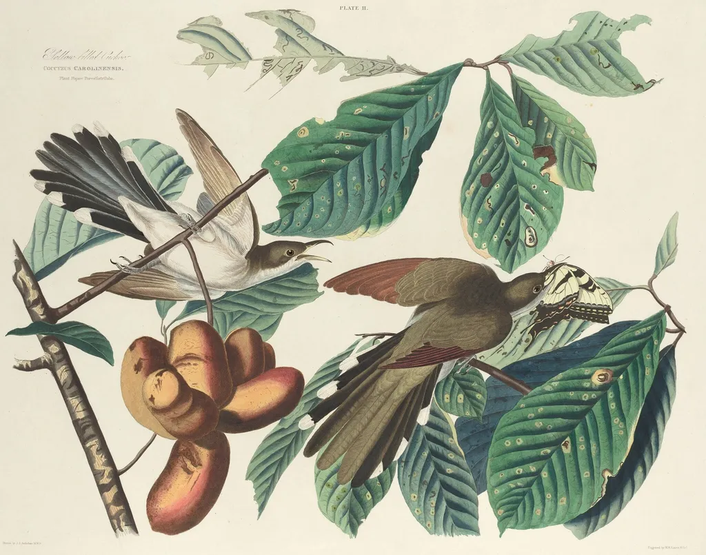 Yellow-billed Cuckoo, by William Home Lizars, ink, 1827