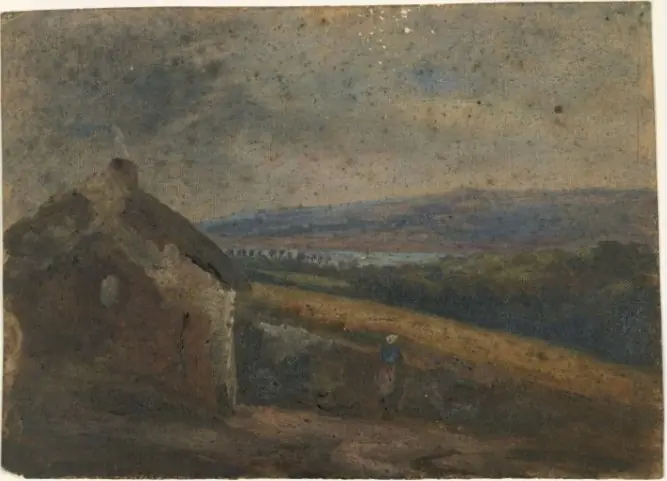 A Woman outside a Cottage, by William Howis junior