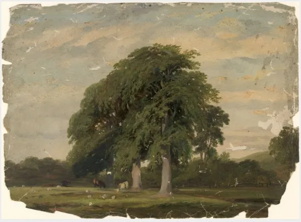 Cattle Grazing by Trees, by William Howis junior, unspecified, 1852