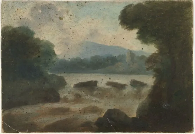 River Falls with Distant Ruin, by William Howis junior, unspecified, 1852