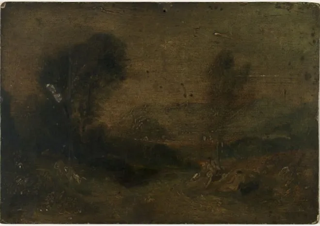 Seated Man by a Road, by William Howis junior, unspecified, 1852