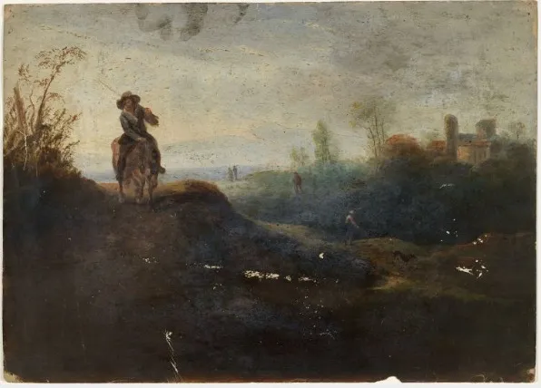A Man on Horseback and other Figures, by William Howis senior, unspecified, 1857