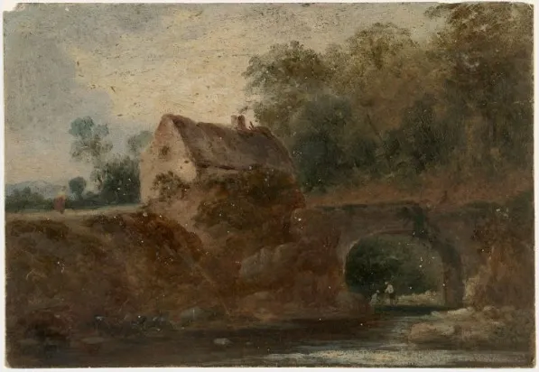 Cottage by a Bridge, by William Howis senior, unspecified, 1853