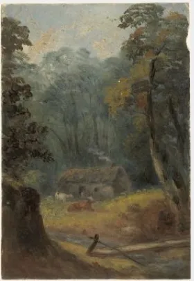 Cottage by a Stream, by William Howis senior, unspecified, 1842