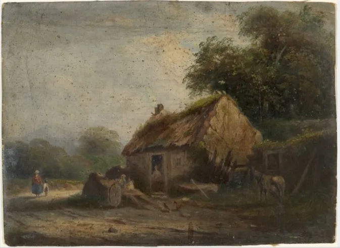 Cottage Scene, by William Howis senior, oil, 1864