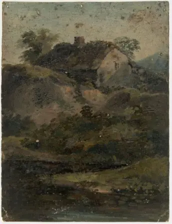 Country Scene with Cottage, by William Howis senior