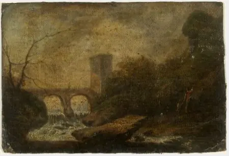 Sunset beyond a Bridge, by William Howis senior