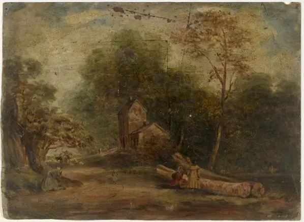 Woman and Coachman Talking beside a Road, by William Howis senior