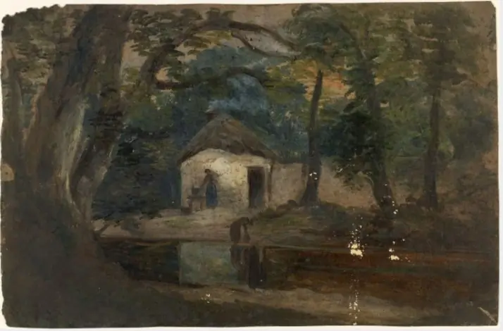 Woman at Work outside a Cottage, by William Howis senior