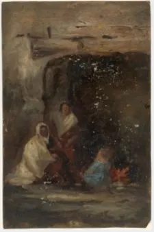 Women of the Joyce Family Seated before a Cottage Fire, by William Howis senior, unspecified, 1842