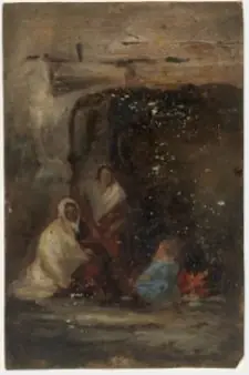Women of the Joyce Family Seated before a Cottage Fire, by William Howis senior