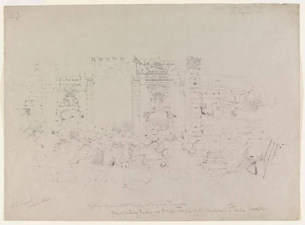 Gateway out of main Street leading up to grand Temple, by William J. Tipping, 1842