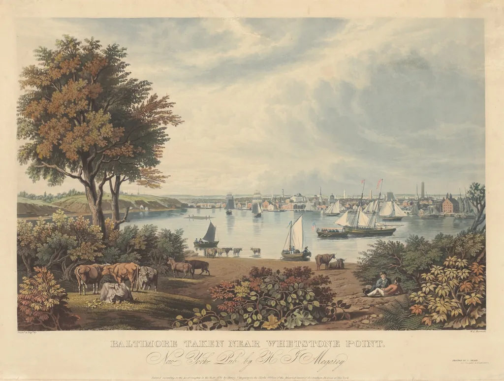 Baltimore Taken near Whetstone Point, by William James Bennett, ink, 1831