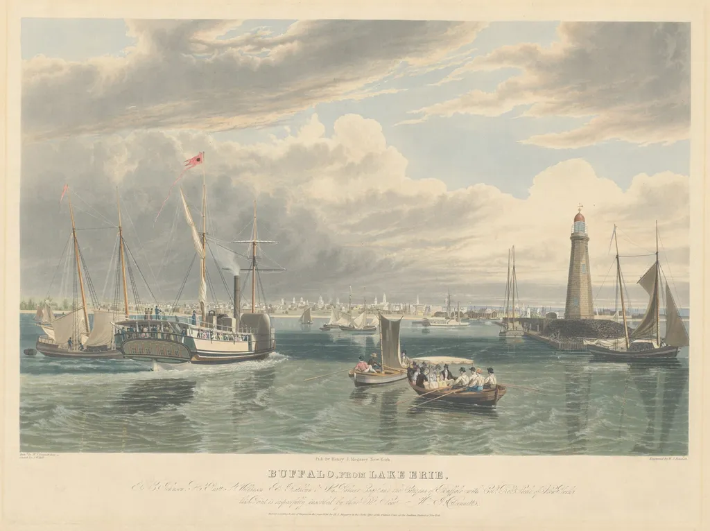 Buffalo, from Lake Erie, by William James Bennett, ink, 1836