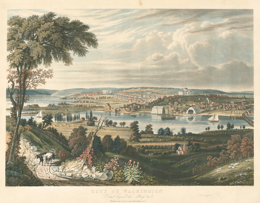 City of Washington: From beyond the Navy Yards, by William James Bennett, ink, 1834