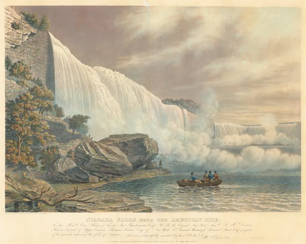 Niagara Falls from the American Side, by William James Bennett, ink, 1840