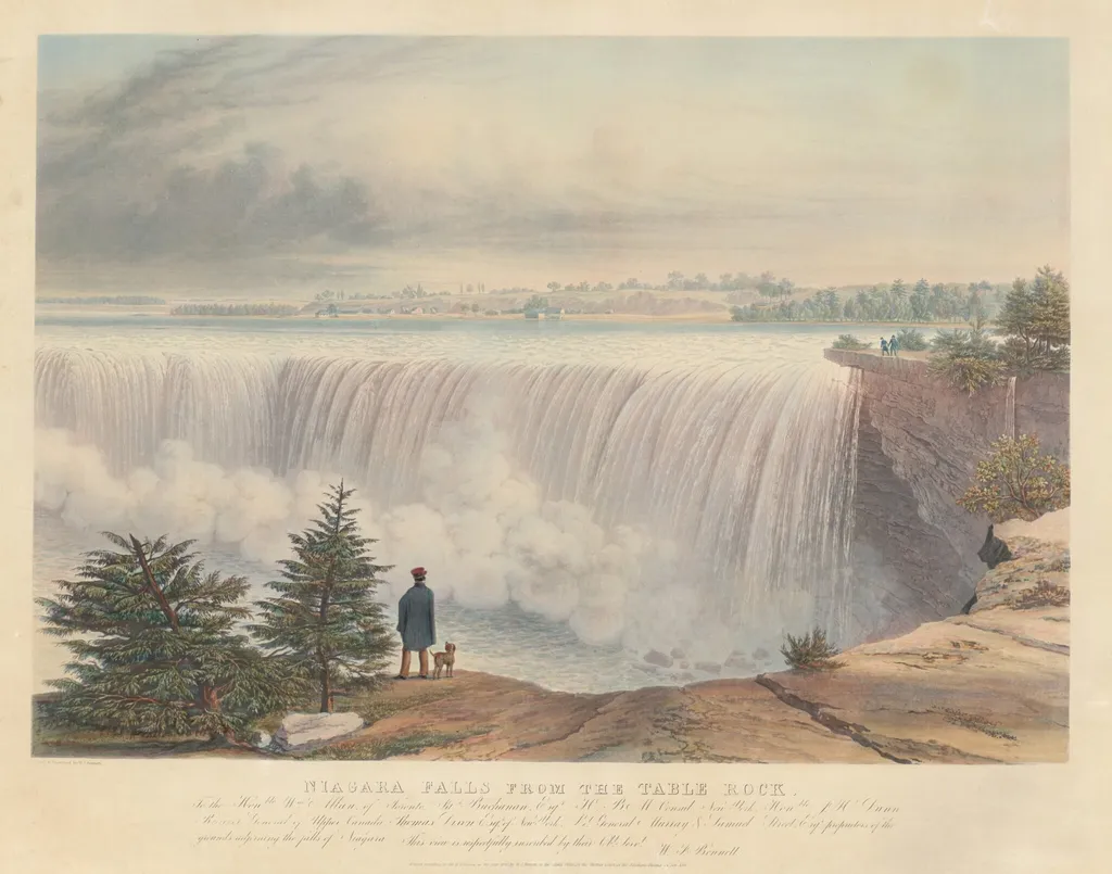 Niagara Falls from the Table Rock, by William James Bennett, ink, 1840