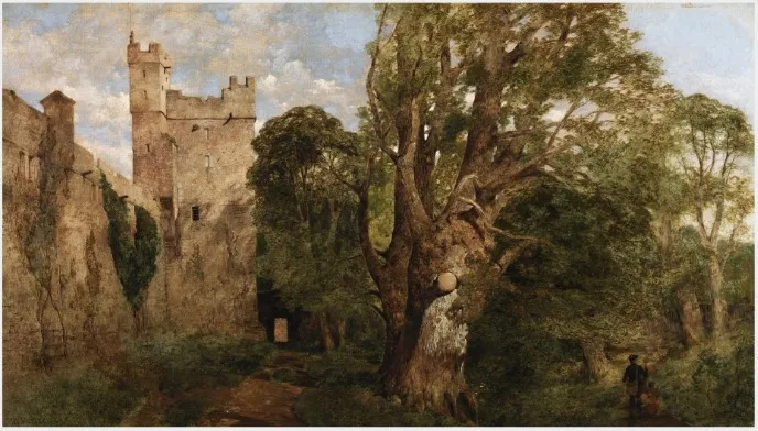 Naworth Castle, Cumbria, by William James Blacklock, oil, 1849